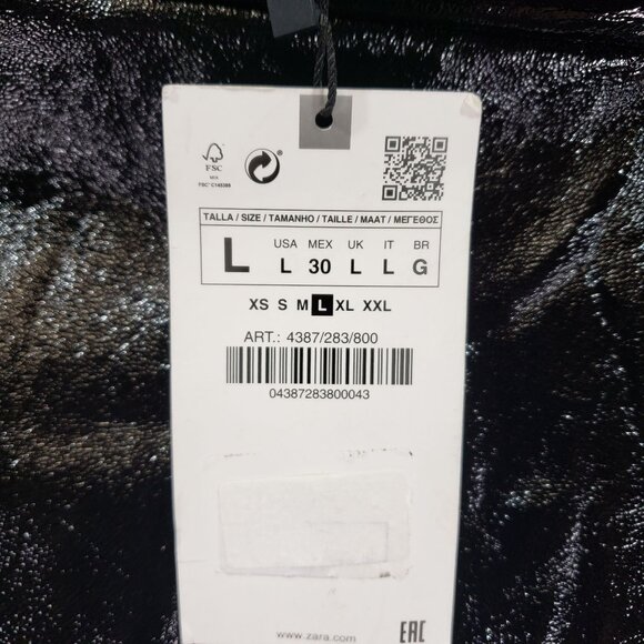 Zara Black Metallic Wrap-Style Mini Skort With Button Detail Size L - Picture 10 of 13